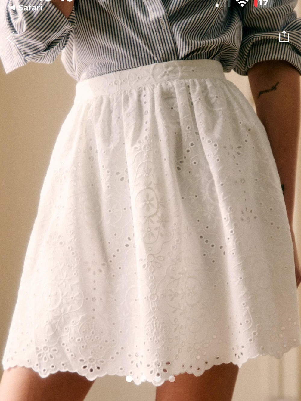Sezane Nao Skirt - white Embroidered NWT